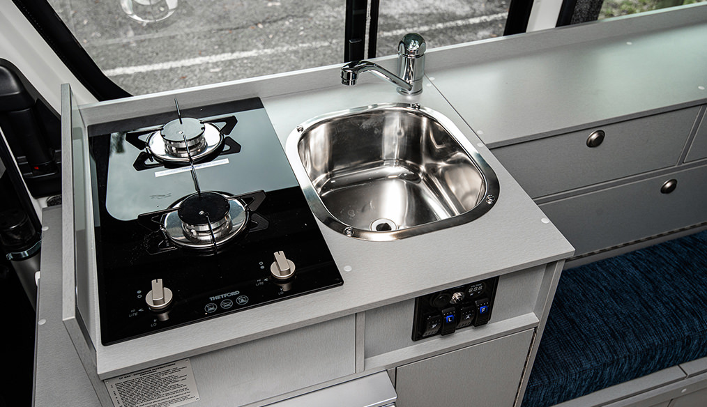 Toyota Hiace Frontline Campervan interior kitchen